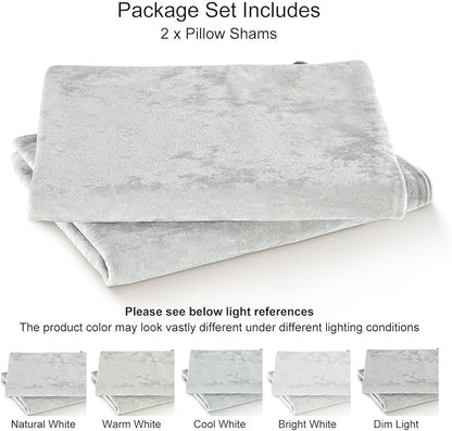 PHF Truly Velvet Pillowcases King Size, No Insert, 2 Pack Ultra Soft Breathable Pillow Shams Covers with Envelope Closure, 20" X 36" Luxury Cozy Warm Fuzzy Flannel, Silver Grey