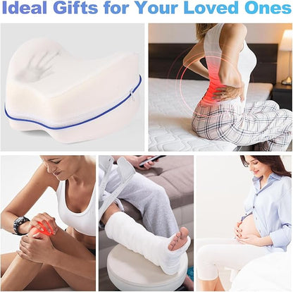 Knee Pillow for Side Sleepers for Back Pain,Leg Pillow for Side Sleepers, Memory Foam Cushion Knee Support Pillows,Pain Relief, Pregnancy Travel Pillow with Extra Washable Cover