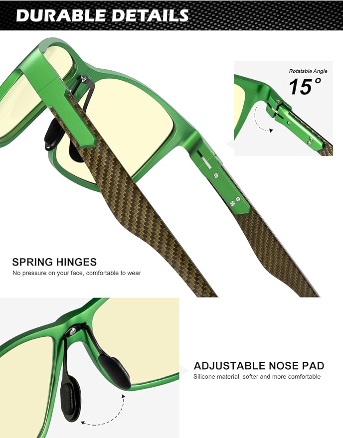 ANYLUV Blue Light Blocking Glasses Men Computer Gaming Glasses Lightweight Al-Mg Metal Anti Eyestrain Eye Protection