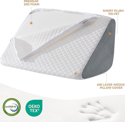 Knee Wedge Pillow 6.3'' for Post-Surgery Recovery-Leg Elevation Support for Sleep Position, Alleviating Lower Back & Hip Pain Enhancing Circulation in Ankles Legs Triangle Pillow with Removable Cover