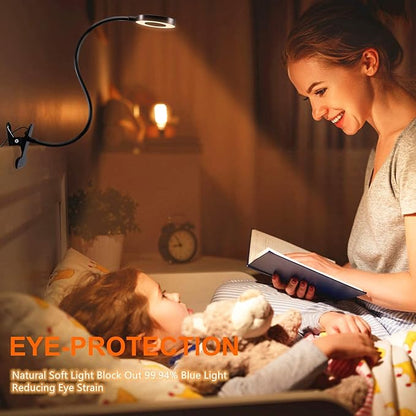 Dpower Clip on Light Reading Lights, 48 LED USB Desk Lamp with 3 Color Modes 10 Brightness, Eye Protection Book Clamp Light, 360 ° Flexible Gooseneck Clamp Lamp for Desk Headboard Video Conferencing