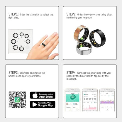 Smart Ring For Women Men, Health Tracker with Heart Rate/Blood Oxygen/Blood Pressure/Sleep Monitor/Step Counting, IP68 Waterproof Fitness ring, No App Fees for IOS & Android (Lavender Pink, 7#)