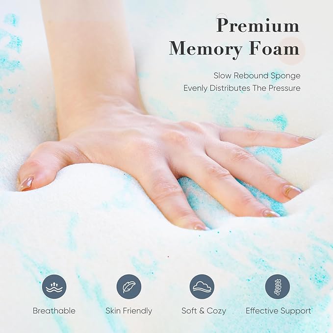 DUMOS Mattress Toppers Memory Foam Twin Size, 4 Inch Thick Bed Topper Pad Cooling Gel Infused Soft Comfy Breathable for Sleeper Sofa Couch RV Camper, CertiPUR-US Certified, Blue