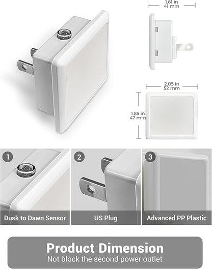 JandCase LED Night Light, Night Light Plug into Wall with Light Sensors[4 Pack], 5000K Daylight, Small Nightlight for Kids Bathroom,Hallway,Dinning Room,Kitchen