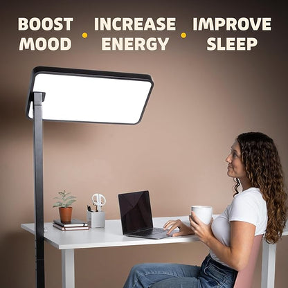 Clinical Medical Grade | Circadian Optics Langley Light Therapy Floor Lamp | 10X Power & Brightness | 10,000 Lux at 15" | Extremely Large 22" X 12" Light Panel | As Seen On Shark Tank