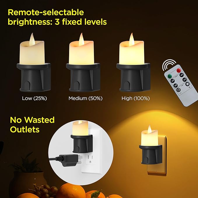 2-in-1 Plug in Night Light (1 Pack) - Dual Mode: Sensor & Remote Control - Modern Farmhouse Black Candle Wall Sconce for Industrial Decor, Hallway, Halloween (Matte Black) (Black, 1 Pack)