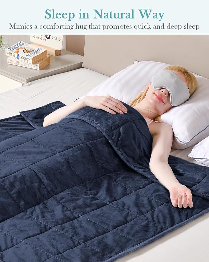 Topblan Weighted Blanket Queen Size 20lbs, Adult Weighted Blankets with Soft Warm Fabric for Sleeping and Calming, Adult Heavy Blanket for Sofa Bed, Navy Blue, 60 x 80 inches