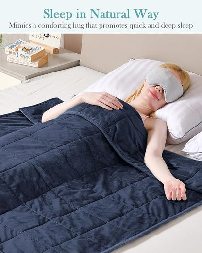 Topblan Weighted Blanket Twin Size 12lbs, Adult Weighted Blankets with Soft Warm Fabric for Sleeping and Calming, Adult Heavy Blanket for Sofa Bed, Navy Blue, 48 x 72 inches