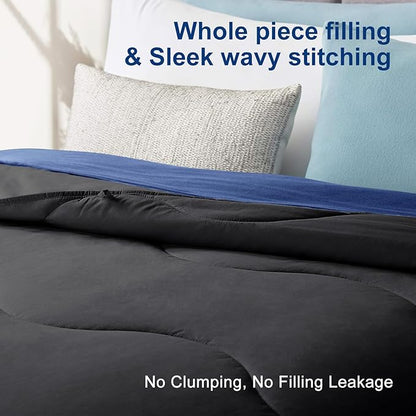 Lightweight Comforter Cooling Black, All Season Duvet Insert Breathable California King Summer Bedding, Soft Microfiber Cool Down Alternative Quilt with Corner Tabs, 104 * 96 inch