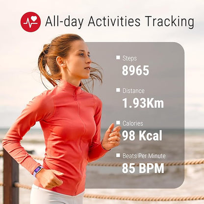 ZURURU Fitness Tracker with Blood Oxygen, 24/7 Heart Rate and Sleep Tracking, IP68 Waterproof Activity Sport Health Tracker Smart Watch with Step Counter Pedometer for Women Men