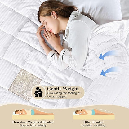 downluxe Weighted Blanket King Size, 18 lb Weighted Blanket with Glass Beads for All Season, Machine Washable Heavy Blanket (White, 108 X 90 Inch)