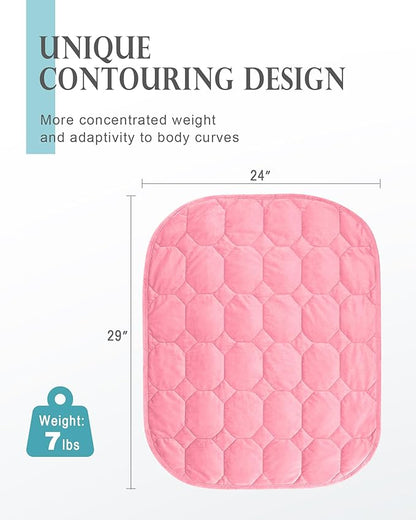Cottonblue Weighted Blanket 7lbs for Adults, Luxury Crystal Velvet Weighted Lap Blanket for Relaxation, Lounging, Sleeping & Travel -Household Machine Washable, Pink, 29" x 24"