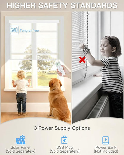 Motorized Sheer Roller Shades with Remote Control, Light Filtering Smart Blinds for Windows Work Alexa Google via Hub, Rechargeable Electric Window Shade Customized Size (Sheer White)
