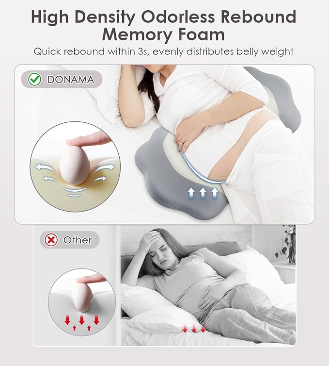 Pregnancy Pillows for Sleeping, Memory Foam Maternity Pillow Support for Back Belly HIPS, Adjustable Travel Wedge Pillow for Pregnant Women, Side Sleeping Pregnant Pillows with Cooling Pillowcase