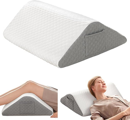 Triangle Wedge Pillow, Wedge Pillow for Acid Reflux, Back Pain Relief, Cooling Memory Foam Top, Bed Wedge Pillows for Headboard, Sleeping, Snoring, Back Support, After Surgery.