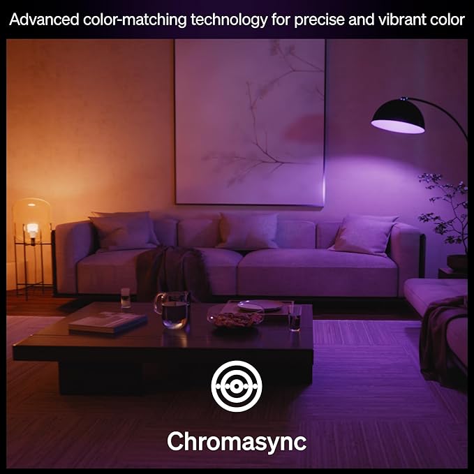 Philips Hue Smart LED A19 Bulb, 1 Pack, White & Color Ambiance, E26 Base, 7.2W, Full Spectrum Light 1000K-20000K, 810 Lumens, Dimmable LED Bulbs, Works with Alexa, Google,& Apple Home