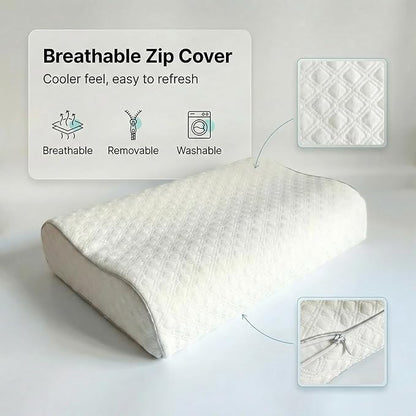 Aeris Memory Foam Contour Pillow for Side Sleepers - Adjustable, Ergonomic Design for Enhanced Neck Support - with Machine Washable Cover