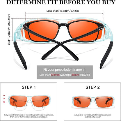 LVIOE Fit Over Blue Light Blocking Glasses and Computer Eyewear- Wear Over Prescription Glasses/Reading Glasses/RX Glasses