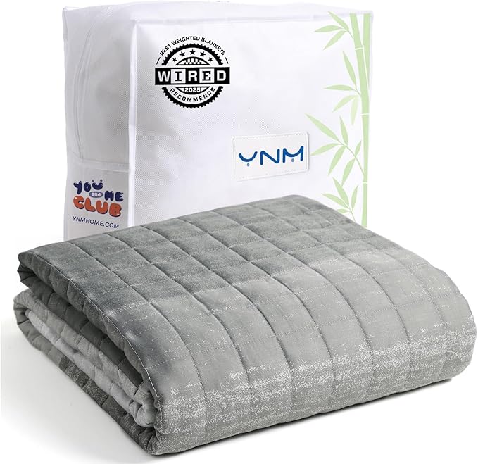 YnM Exclusive Cooling Weighted Blanket, Bed Blanket for One Person of 160lbs, Ideal for Queen/King Bed (60x80 Inches, 17 Pounds, Gradient Dark Grey)