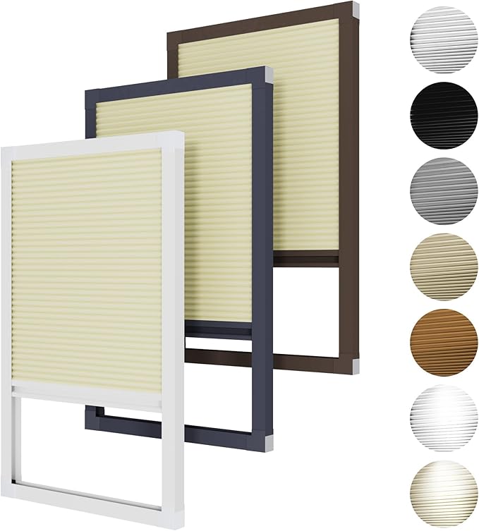 Cellular Shades Cordless Blackout, Skylight Blinds for Windows Roof Window Shades for Home, Room Darkening Honeycomb Blinds for Doors - Custom Cut to Size(Blackout, Beige)