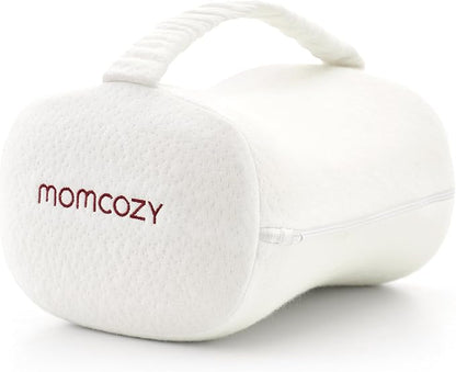 Momcozy Knee Pillow for Side Sleepers, Soft Memory Foam Support Spine Alignment Pregnancy Leg Pillow for Hips, Back, Sciatica Pain, Fixed Strap for Moving, Wider Contact Even Pressure