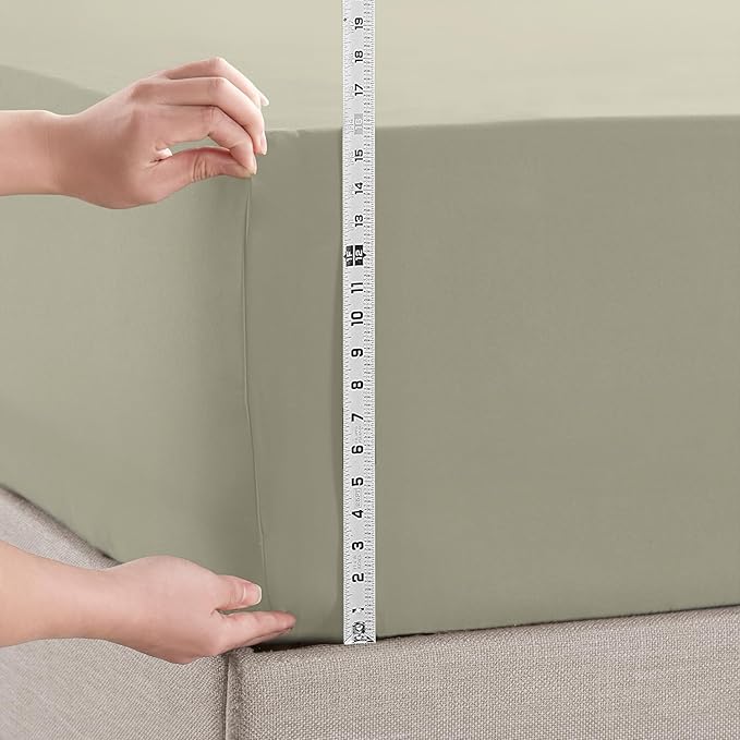 Empyrean 4 Pack Twin XL Fitted Sheets - Deep Pocket 14-16 Inch, Ultra Soft Microfiber, Fade Resistant, Shrinkproof, Wrinkle-Free Sheets for College Dorms & Home, Sage Green
