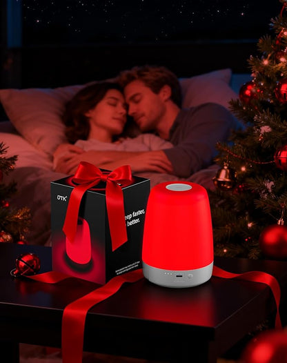 Red Light Night Light for Bedroom - 670nm Sleep-Enhancing Lamp, 2 Color Mode, 3 Brightness Level, Touch Control, 2H Timer, Memory Function, USB Charging, Sleep Christmas Gift for Adults&Kids