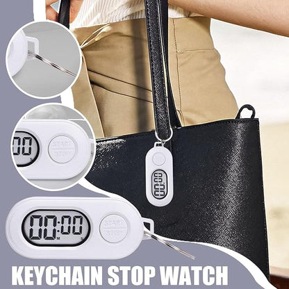 2 Pack Keychain Timer, Portable Digital Countdown Timer with LCD Screen, Kitchen Timers, Stopwatch for Kids, Pocket Stop-Watch fo Sports, Cooking, Baking, Training, Shower, Studying