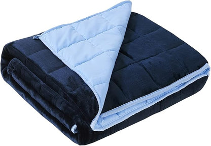 Satwip Blue Weighted Blanket 15 Pounds, Fuzzy Warm Flannel Throw Blanket with Soft Breathable Sanded, 48 x 72 inches, Blue