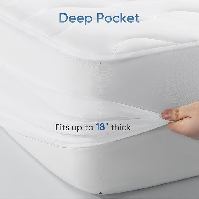 Elegear Queen Cooling Mattress Pad for Hot Sleepers, Waterproof Cold Mattress Topper with TriSupport 3D Tech Balanced Support & Enhanced Breathability, Soft Fluffy Bed Protector Deep Pocket Up to 16"