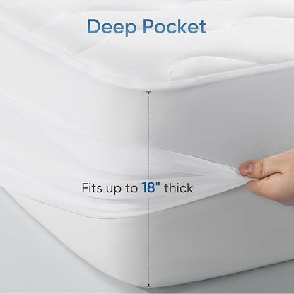 Elegear Queen Cooling Mattress Pad for Hot Sleepers, Waterproof Cold Mattress Topper with TriSupport 3D Tech Balanced Support & Enhanced Breathability, Soft Fluffy Bed Protector Deep Pocket Up to 16"