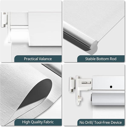 Motorized Blinds No Drill Automatic Blinds for Windows Cordless Roller Shades Electric Blinds with Remote Control Smart Blinds (0.5inches)