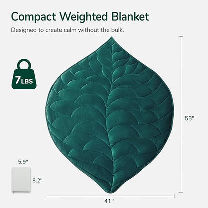 Kaisa Weighted Lap Blanket 7 lbs 41" x 53", Cozy Luxury Crystal Velvet Small Weighted Blanket for Adults, Portable Travel Weighted Blanket for Relaxation, All-Season Blanket, Machine Washable, Green