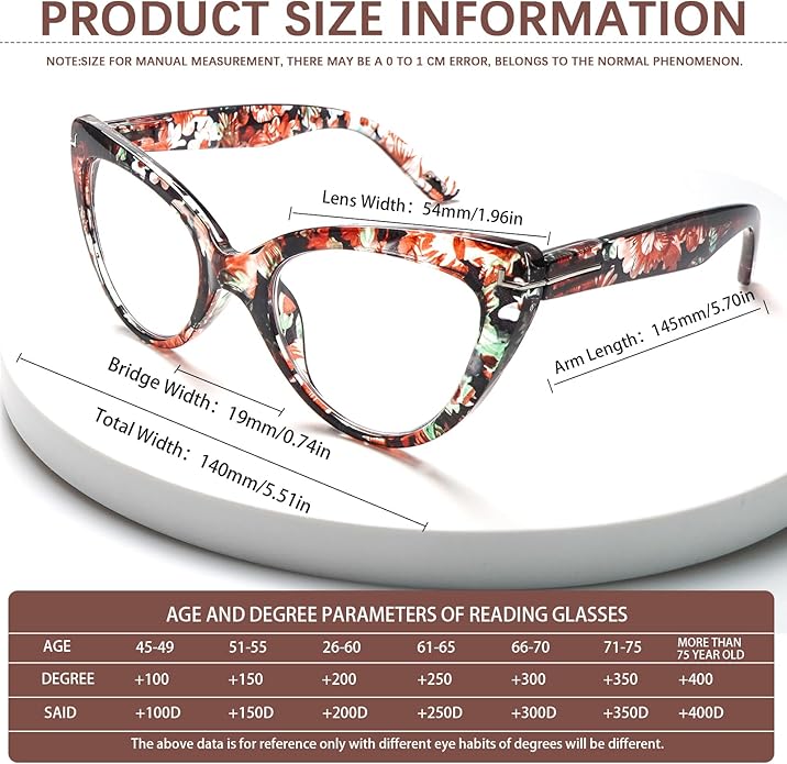 6 Pack Fashion Cat Eye Reading Glasses for Women Blue Light Blocking Oversized Spring Hinges Computer Readers