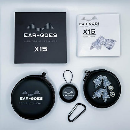 X15 High Fidelity Earplugs – Reusable Hearing Protection with Two Sizes – Concerts, Festivals, Musicians, Motorcycles, and Travel – 15 dB Noise Reduction – Clear & Comfortable