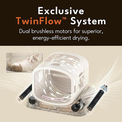 PetSnowy Pet Dryer Box - Safe Modular Design, 80L Large Space, Smart Temperature & App Control, 5 Sides Efficient Airflow, Ultra Quiet Cat and Dog Hair Dryer for Pet Grooming
