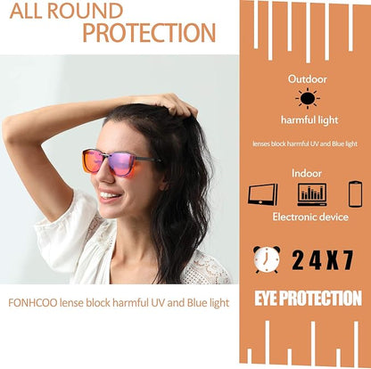 FONHCOO Clip on Blue Light Blocking Glasses Womens Mens over Prescription Glasses Frameless Lens Anti Eyestrain Headaches