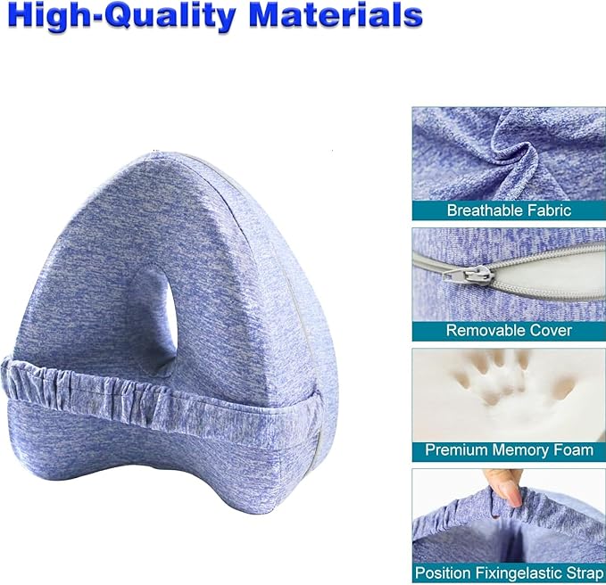 Hip Alignment Pillow for Side Sleepers – Memory Foam Knee Pillow for Sciatica & Hip Pain Relief, Smooth Spine Leg Support Cushion for Pregnancy, Seniors, and Recovery (Grey)
