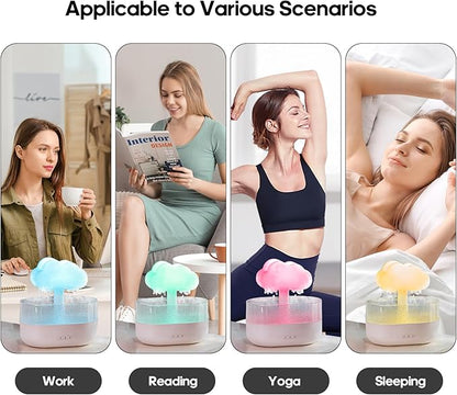 Rain Cloud Humidifier Water Drip, Mushroom Rain Lamp Waterfall, Aromatherapy Essential Oil Rain Diffuser, Raining Cloud Night Light with 7 Changing Colors for Sleeping