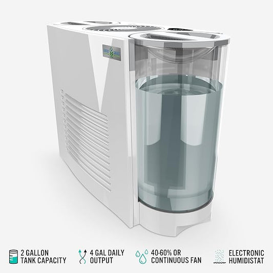 Vornado EVDC500 Energy Smart Evaporative Humidifier with Automatic Shut-off, 2 Gallon Capacity, LED Display, SimpleTank for Easy Fill and Cleaning, Dual Tank, Electronic Humidistat, 4 Fan Speeds