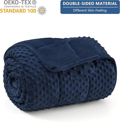 Topcee Weighted Blanket King Size (20lbs 80"x87"), Minky Dots Heavy Blanket for Woman, Man Sleeping, Soft, Cozy and Cooling Weighted Throw Blankets, Machine Washable, Blue