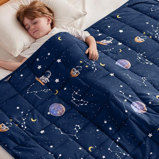 anfie Weighted Blanket Kids(36"x48" 5lbs) Weighted Blanket Cooling Blanket for Sleeping,Throw Size Breathable Blanket with Premium Glass Bead(Space Navy Blue)