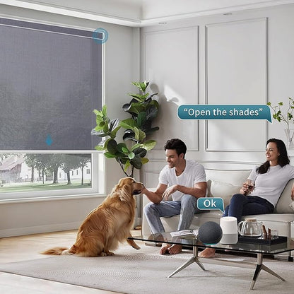 Motorized Blinds with Remote,60% Blackout Light Filtering Shades Compatible with Alexa Google Homekit,Remote Control Motorized Shades,Custom Size,Dark Heather Grey