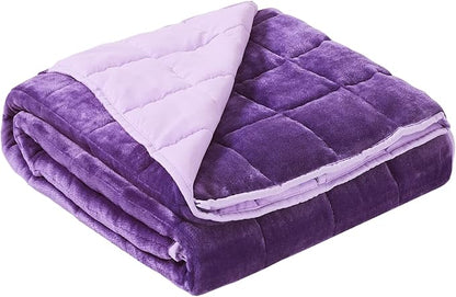 Satwip Purple Weighted Blanket 15 Pounds, Fuzzy Warm Flannel Throw Blanket with Soft Breathable Sanded, 48 x 72 inches, Purple