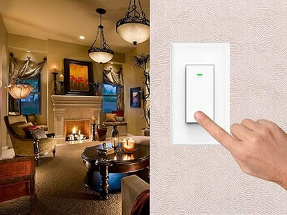 Smart Light Switch Works with Alexa and Google Assistant, WiFi Controlled Schedule and Remote Access, Neutral Wire Required (1 Gang Smart Switch)