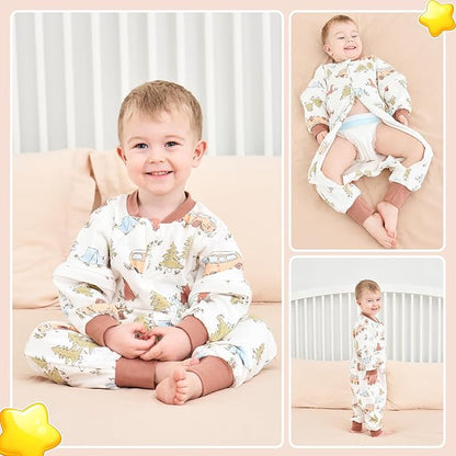 ikaufen Baby Sleep Sack 100% Cotton Smart Thermostatic Stay Snug Swaddle Transition Sleeping Bag 1.0 TOG