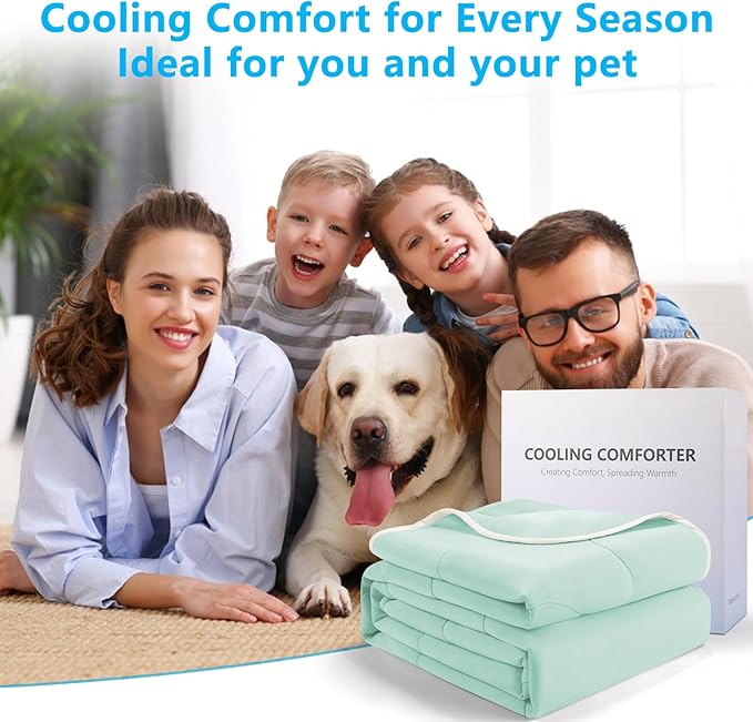 Cooling Blanket, Cooling Comforter Full Size - Lightweight, Breathable Summer Quilt for Hot Sleepers, Soft & Hypoallergenic Bedding, Green Twin/Full Quilt (79"x90")