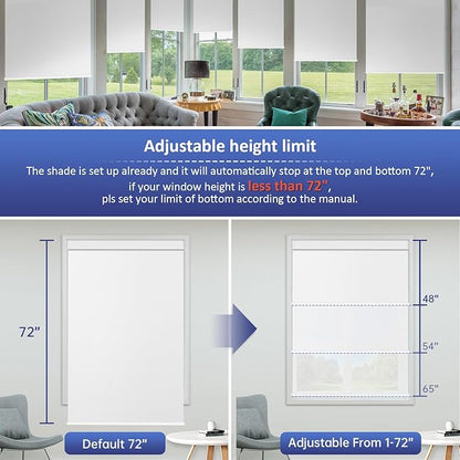 Motorized Blinds with Solar Panel, Thermal Blackout Cordless Electric Smart Shades, Compatible with Alexa, Grey-35"x72"