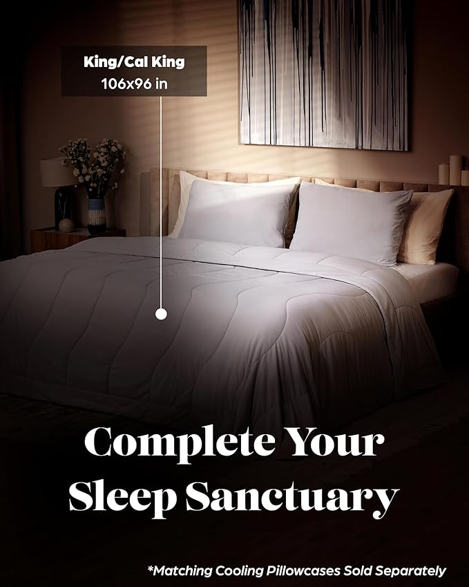 Lavish Comforts® Cooling Comforter King Size │ Incredible Cooling King Comforter for Hot Sleepers │All Season Duvet │106"x96" Light Grey│Perfect Present in Gift-Ready Box