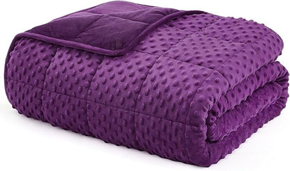 L'AGRATY Weighted Blanket for Adult - 48"x72" 15lbs Minky Dots Heavy Blanket with Glass Beads Soft Breathable for All-Season Summer Fall Winter Thick Comfort for Sleeping